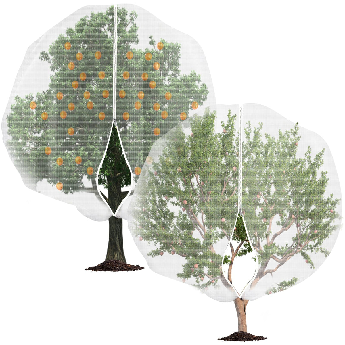 Demlox large fruit tree netting covering trees to protect fruits from pests.