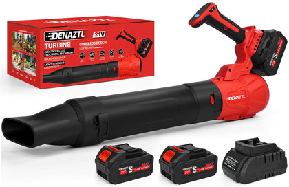 Denaztl portable cordless leaf blower front view, a compact option for easy yard cleanup.