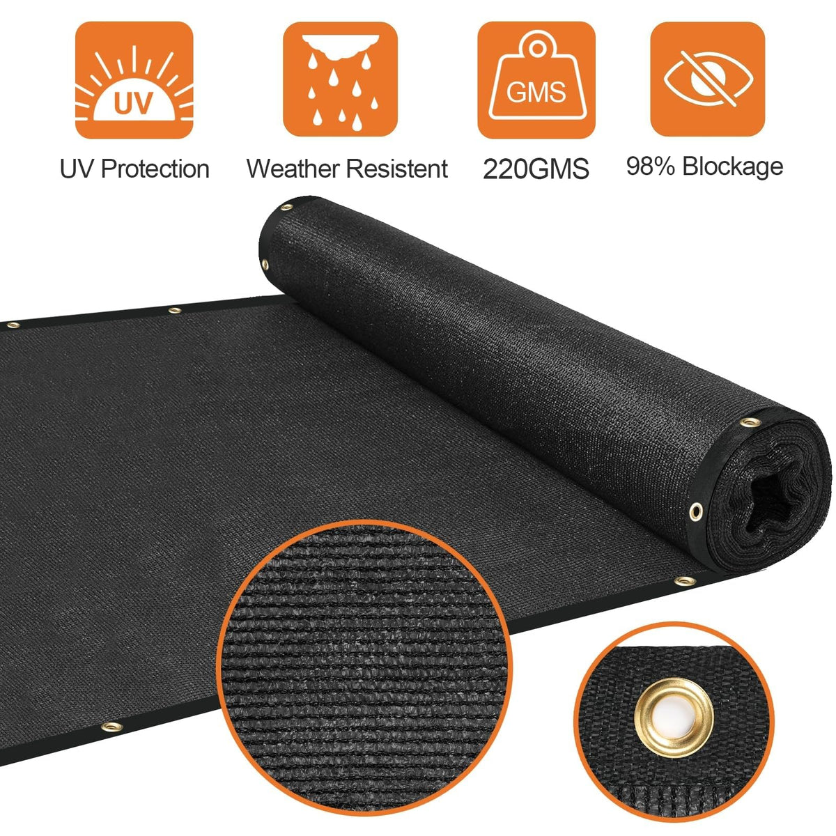 DenForste privacy screen with binding and grommets supports durable outdoor use.