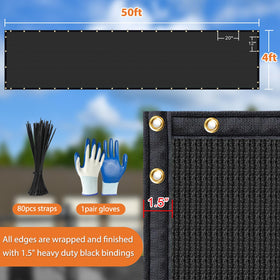 DenForste privacy screen includes zip ties and gloves for quick installation.