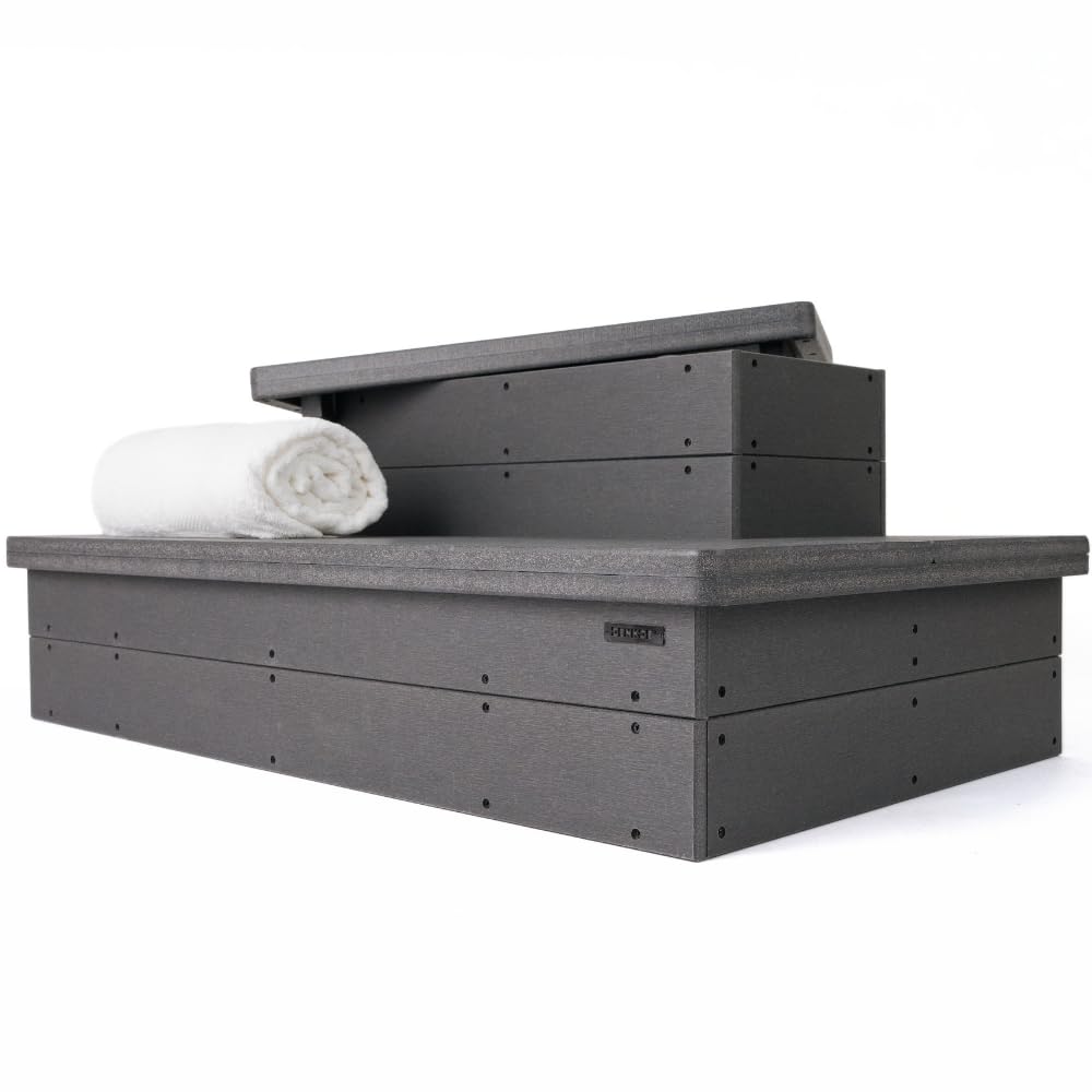 DENKOE heavy-duty hot tub steps front view shows sturdy design for easy entry