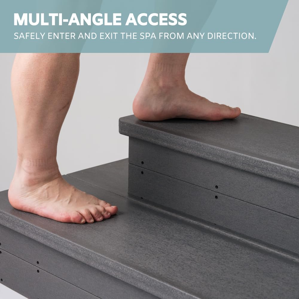 DENKOE hot tub steps side angle highlights wide platform for stable ascent