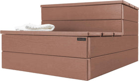 DENKOE hot tub steps in wood look finish, durable and weatherproof for easy access