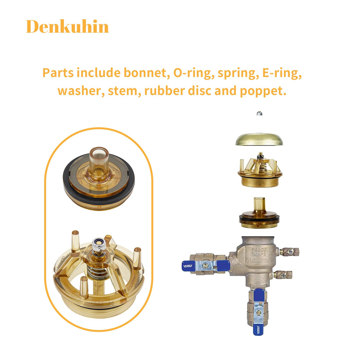 Denkuhin vacuum breaker repair components for 1-1-4 inch valve