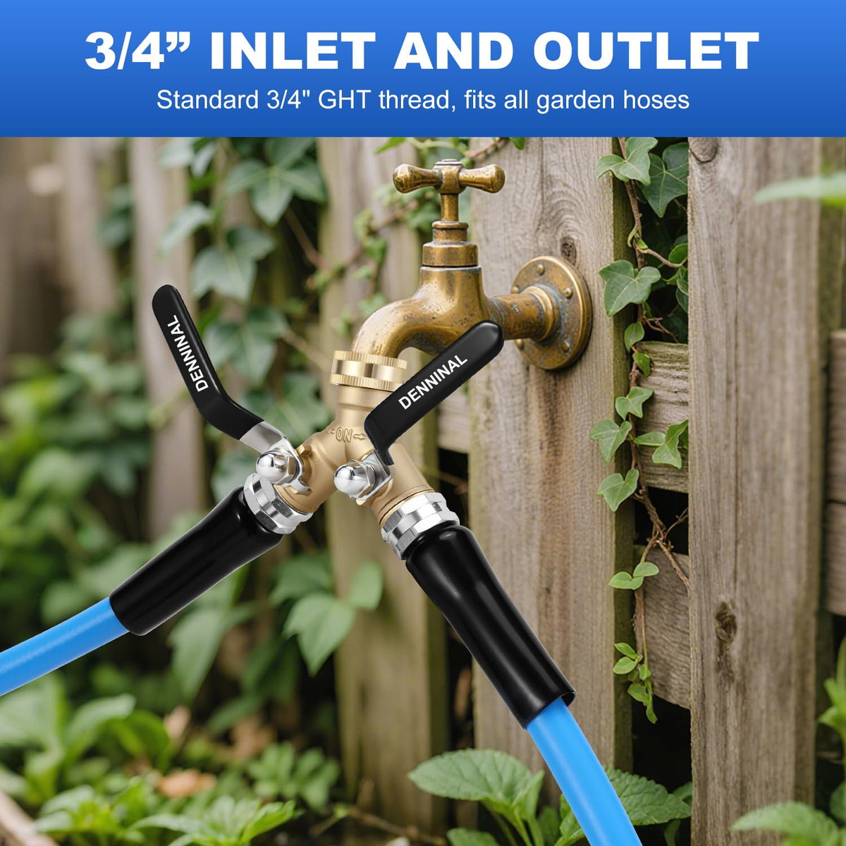 Denninal splitter with shut-off valve for precise water control