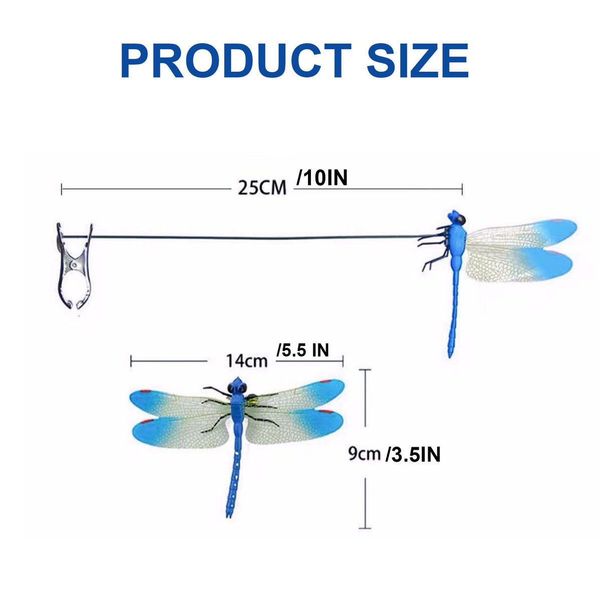 DEPHILA Dragonfly clip garden stake blue provides a vibrant focal point among blooms.