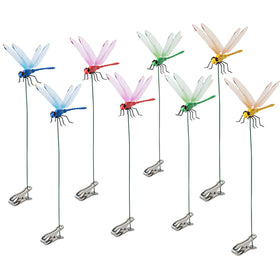 DEPHILA Dragonfly clip garden stake red enhances curb appeal and pest deterrence.