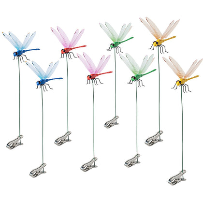 DEPHILA Dragonfly clip garden stake red enhances curb appeal and pest deterrence.