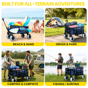 Open cargo area accommodates bulky gear like chairs and coolers.