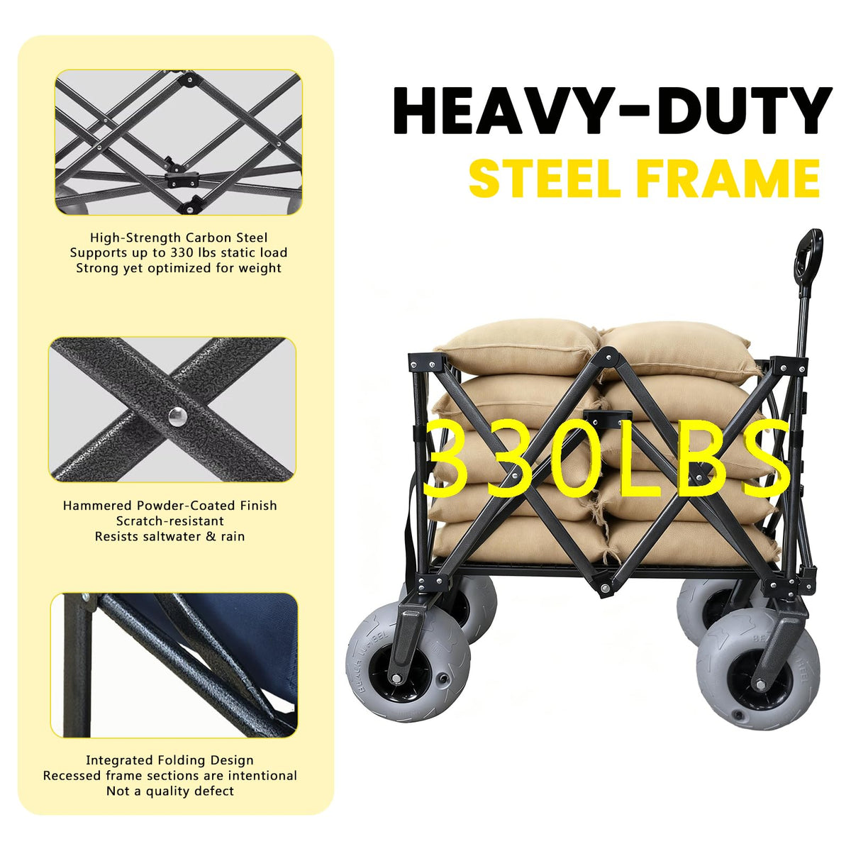 5 cu ft capacity helps organize beach gear and towels.