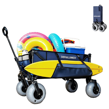 Deralumer X800 Beach Wagon on sand for easy, stable hauling.