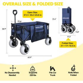 Collapsed Deralumer wagon folds compactly for trunk storage.