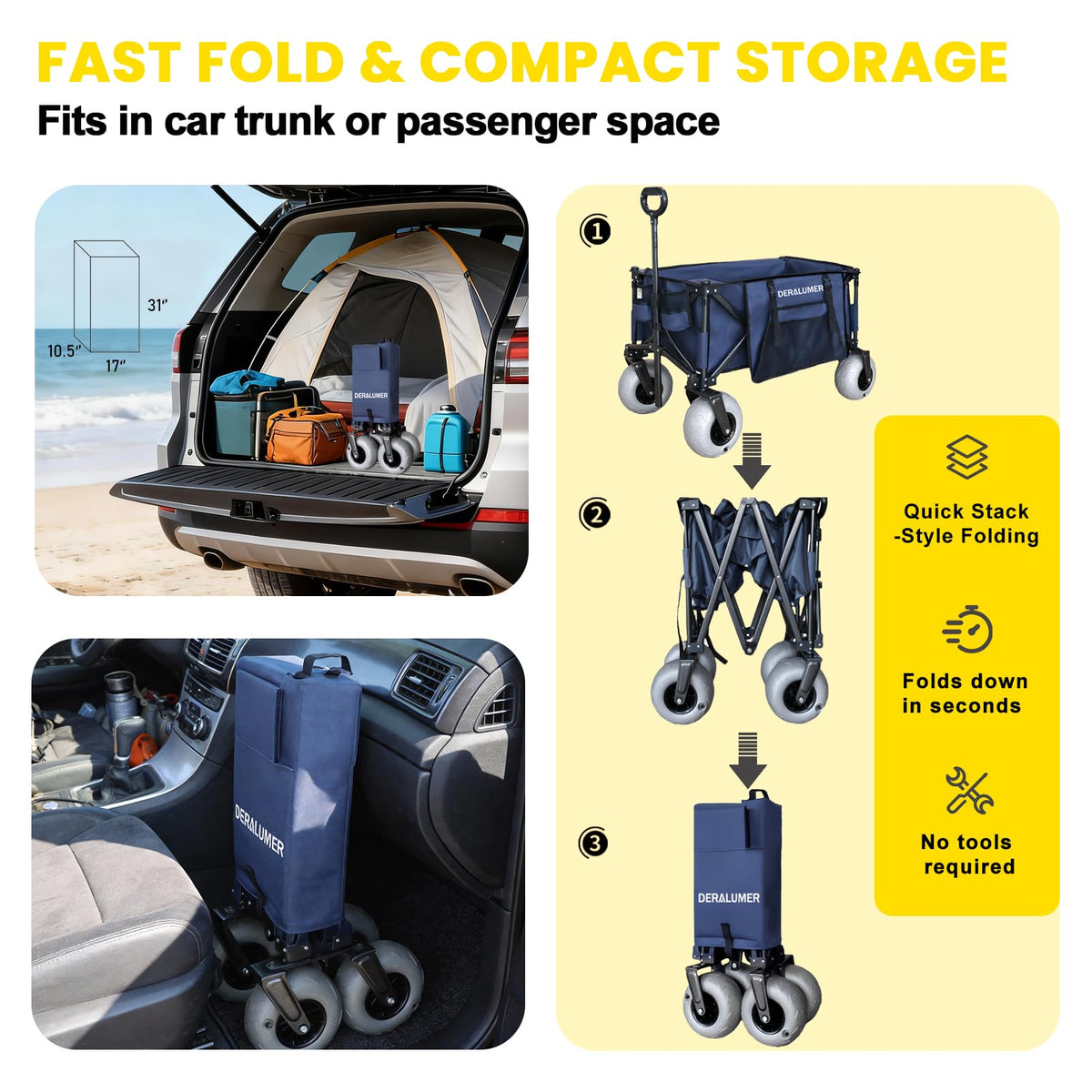 Deralumer X800 balloon wheels roll smoothly on soft terrain.