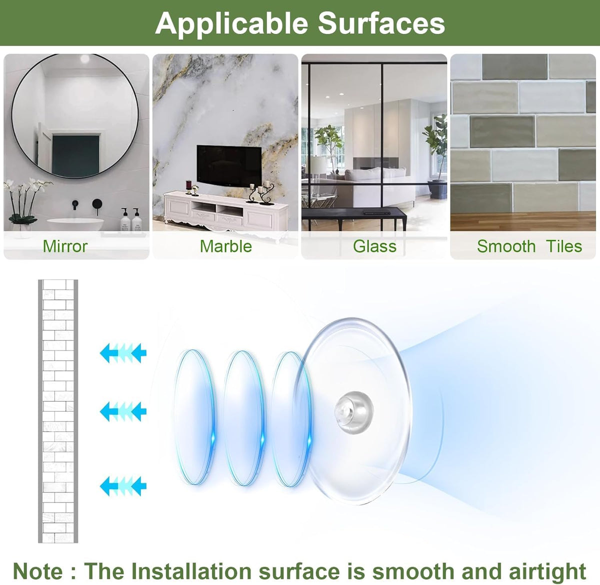 Derlyniupi suction cups close-up on glass, illustrating secure, reliable grip.