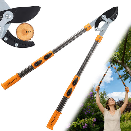 DEROFIT extendable loppers reach 24-42 inches for high branches.