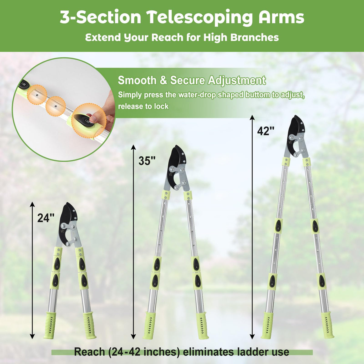 DEROFIT extendable loopers with SK5 blade close-up highlighting sharp edge for thick limbs