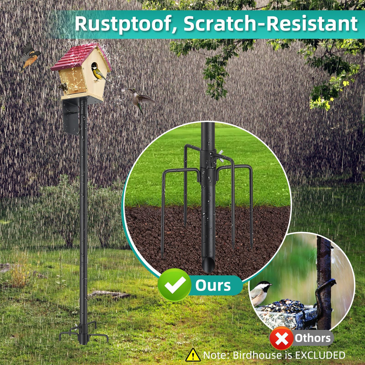 DEROFIT rustproof finish protects the pole from weather