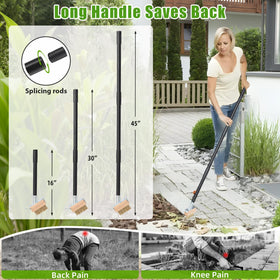 DEROFIT stiff wire bristles scrub away dirt on tough outdoor surfaces.