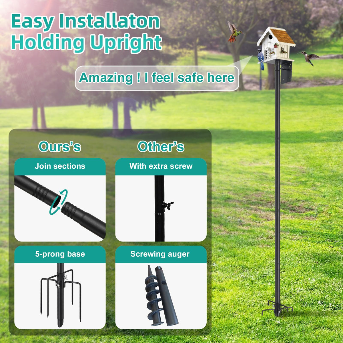 DEROFIT 3-way mounting enables ground, wall or tree setups