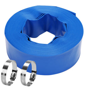 DERPIPE lay-flat pool backwash hose in use, 2in diameter for efficient water transfer