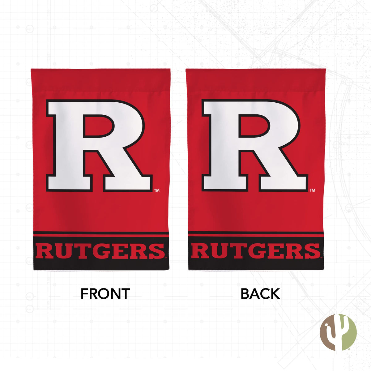 Desert Cactus Rutgers R Garden Flag Design A side stitching detail for longevity
