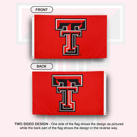 Desert Cactus TTU flag back view shows reverse design for dual-angle visibility.