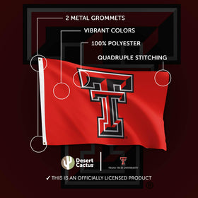 Desert Cactus TTU flag reinforced header with quadruple stitching for durability.