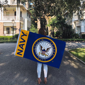 Desert Cactus United States Navy flag shown in outdoor setting for stadium or dorm use
