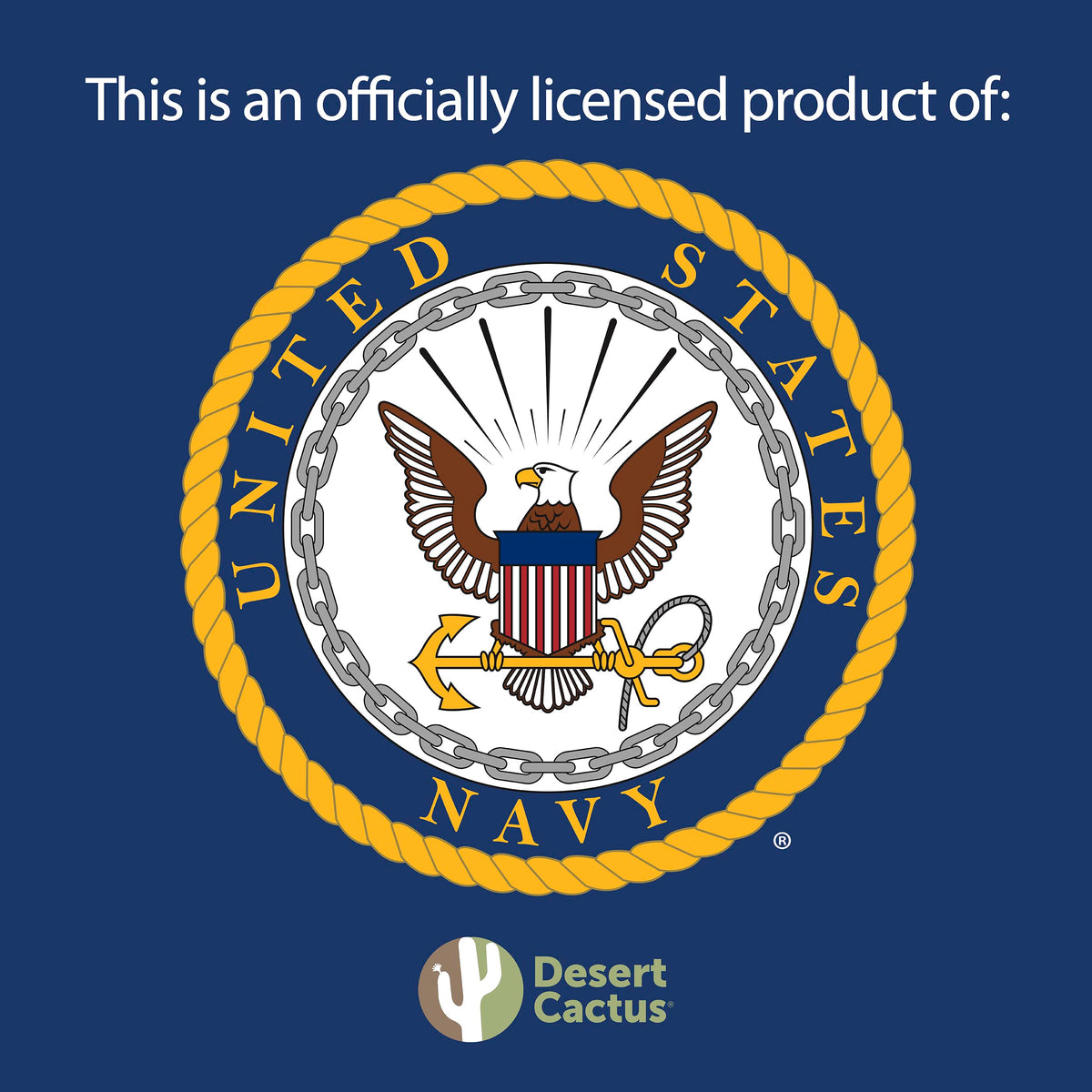 Desert Cactus United States Navy flag packaging highlighting official licensing