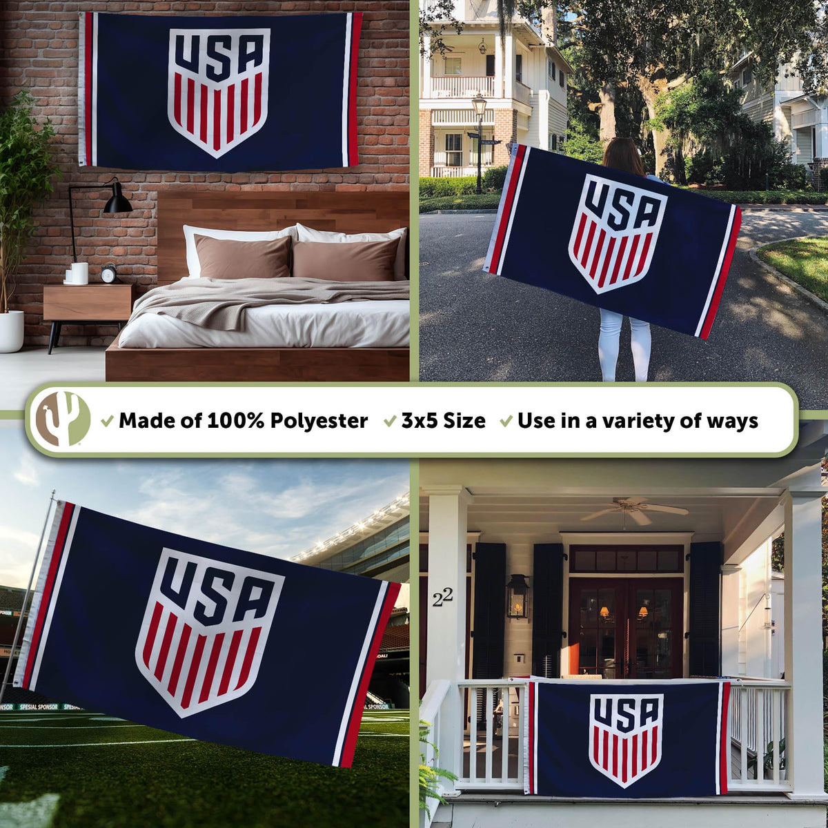 Desert Cactus flag with quadruple-stitched ends for longevity