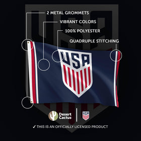 Reinforced canvas header on Desert Cactus US Soccer flag