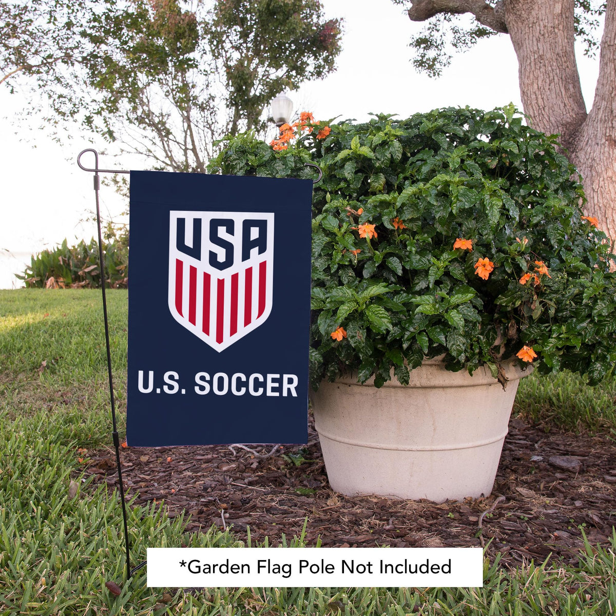 Desert Cactus US Soccer garden flag 150D polyester for reliable outdoor performance.