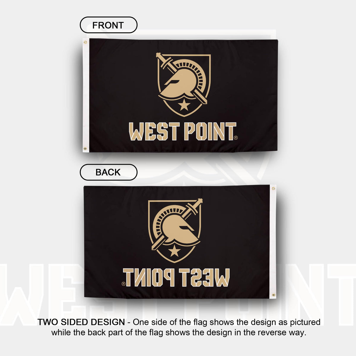 Desert Cactus USMA flag back view showing reverse design