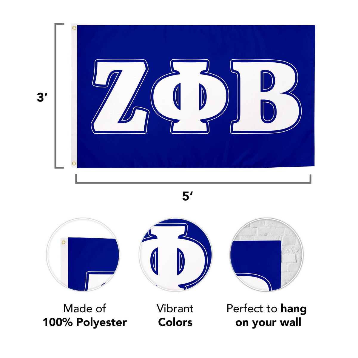 Desert Cactus Zeta Phi Beta flag with quadruple-stitched ends