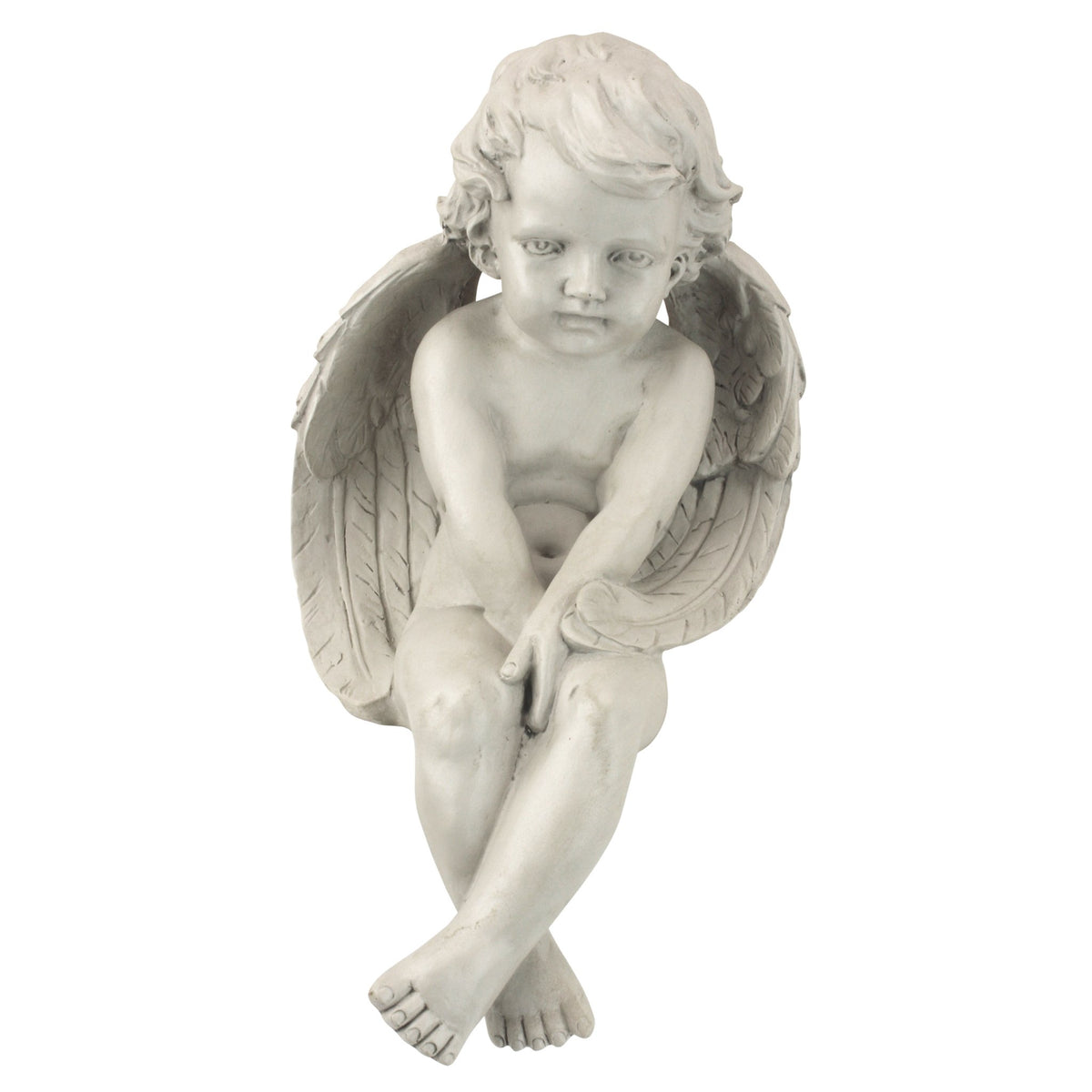 Design Toscano Angel wings detail highlights craftsmanship and graceful presence.