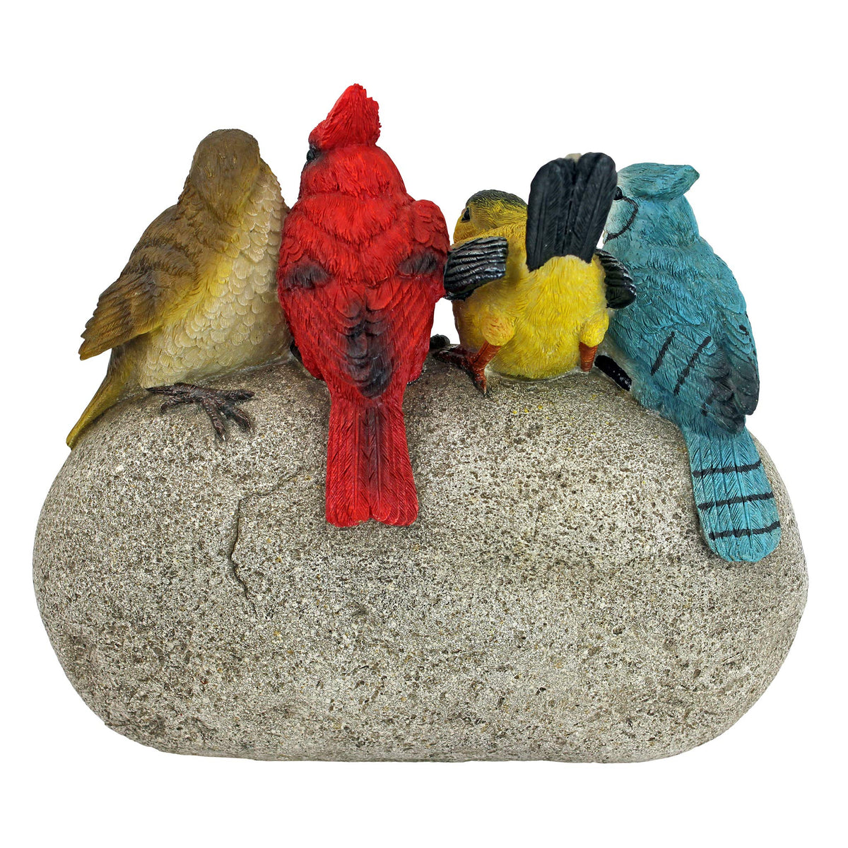 Design Toscano Birdy Welcome close-up of hand-painted colors and texture.