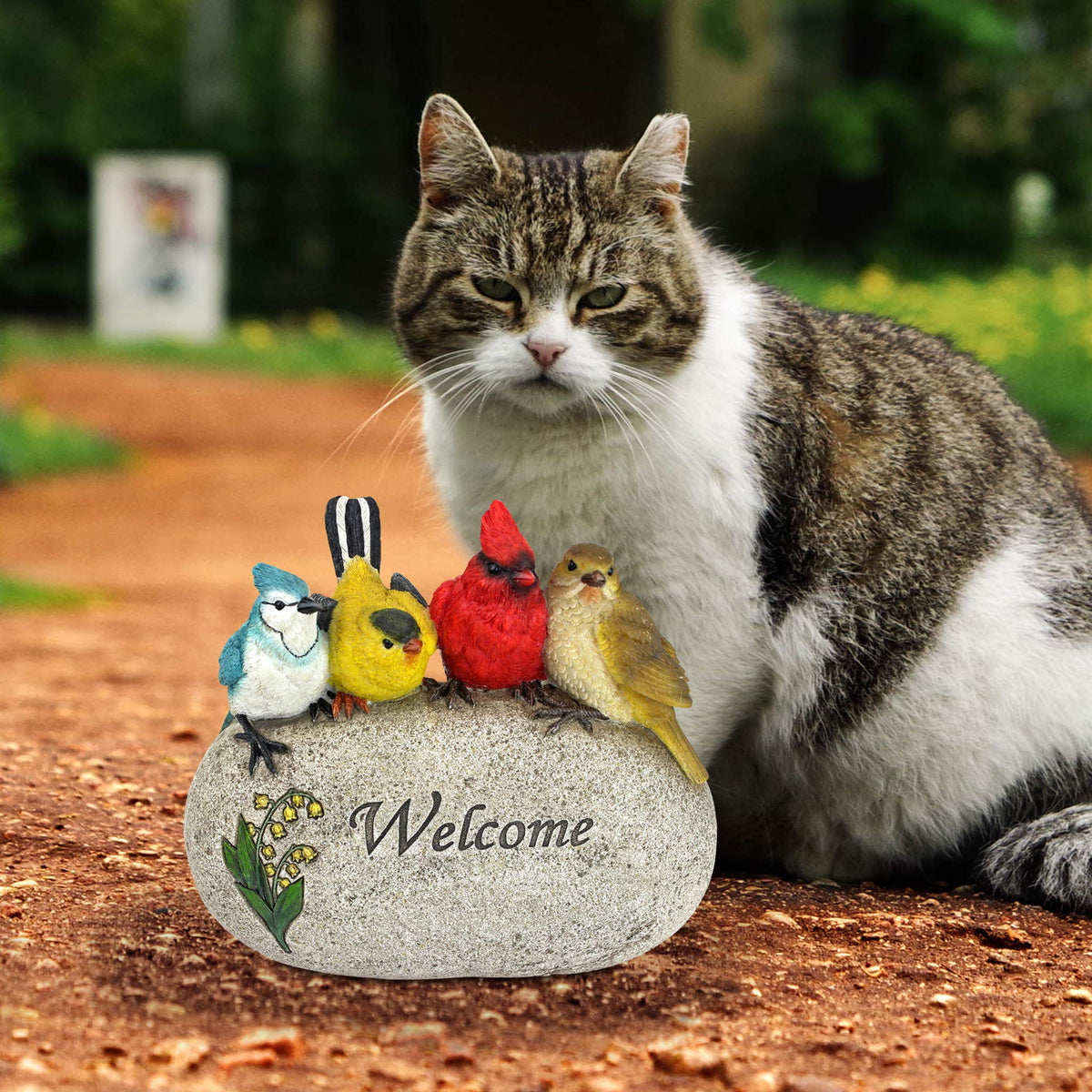 Design Toscano Birdy Welcome garden statue outdoor-friendly for yard decor.