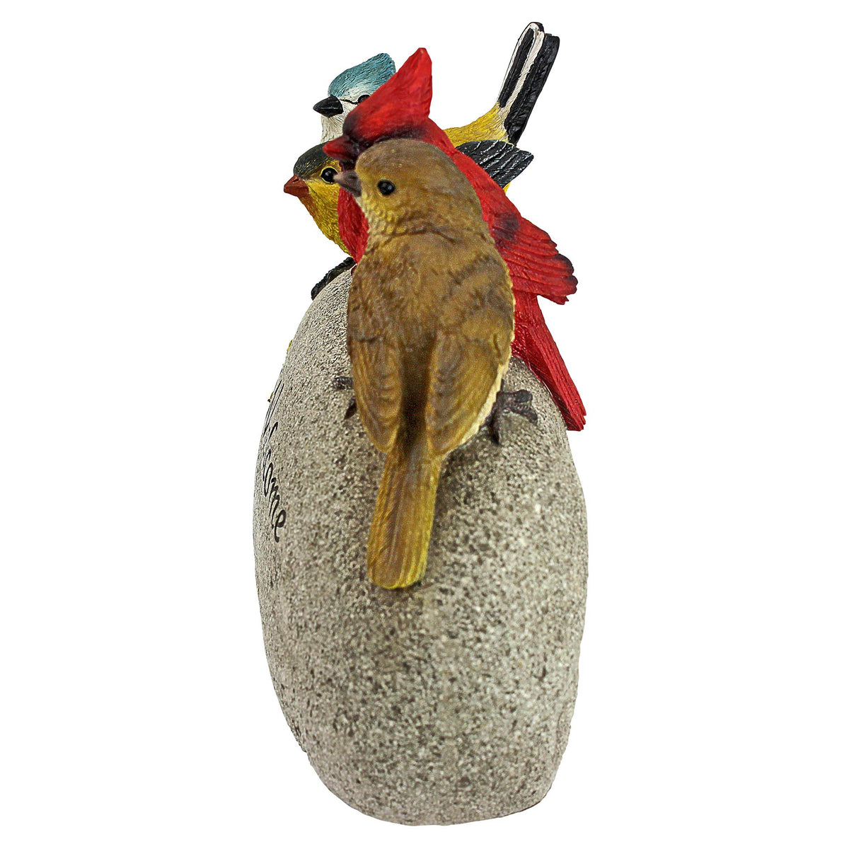 Design Toscano Birdy Welcome stone rock-base support for stable placement.