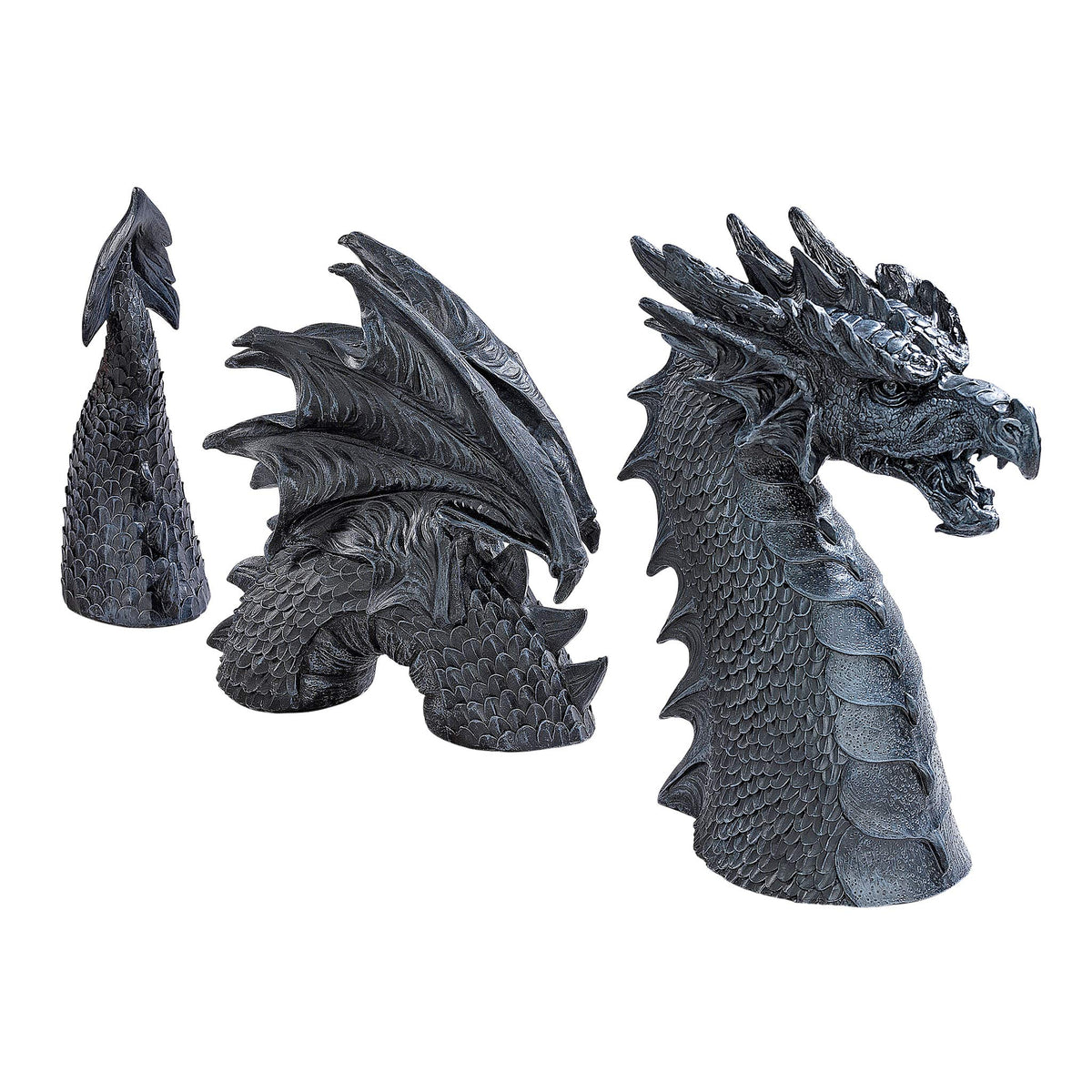 Design Toscano Dragon Falkenberg moat statue for dramatic garden focal point.