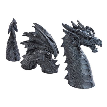 Design Toscano Dragon Falkenberg moat statue for dramatic garden focal point.