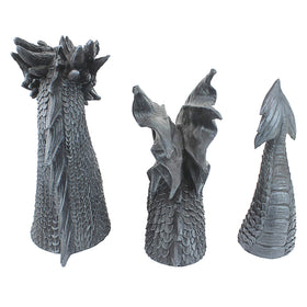 Design Toscano dragon gray stone finish complements traditional garden aesthetics.