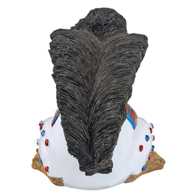 Design Toscano Elmer tail-coiffure close-up, handcrafted resin finish for year-round display