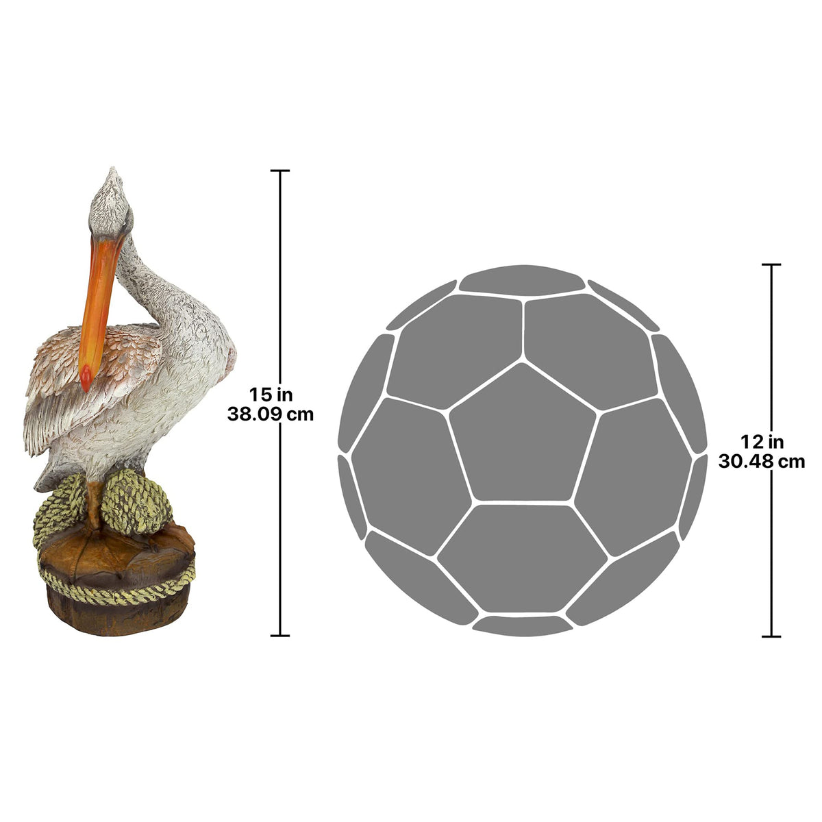 Design Toscano pelican statue, hand-painted finish captures coastal character.