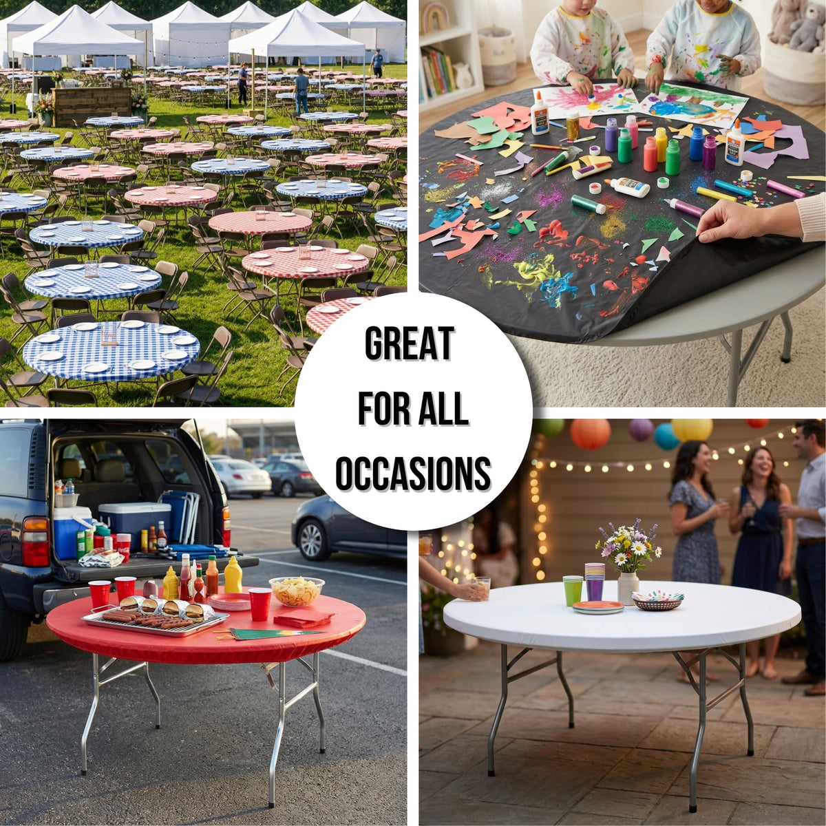 Designs by DaVal Kwik-Covers wipe-clean, reusable or disposable after events.