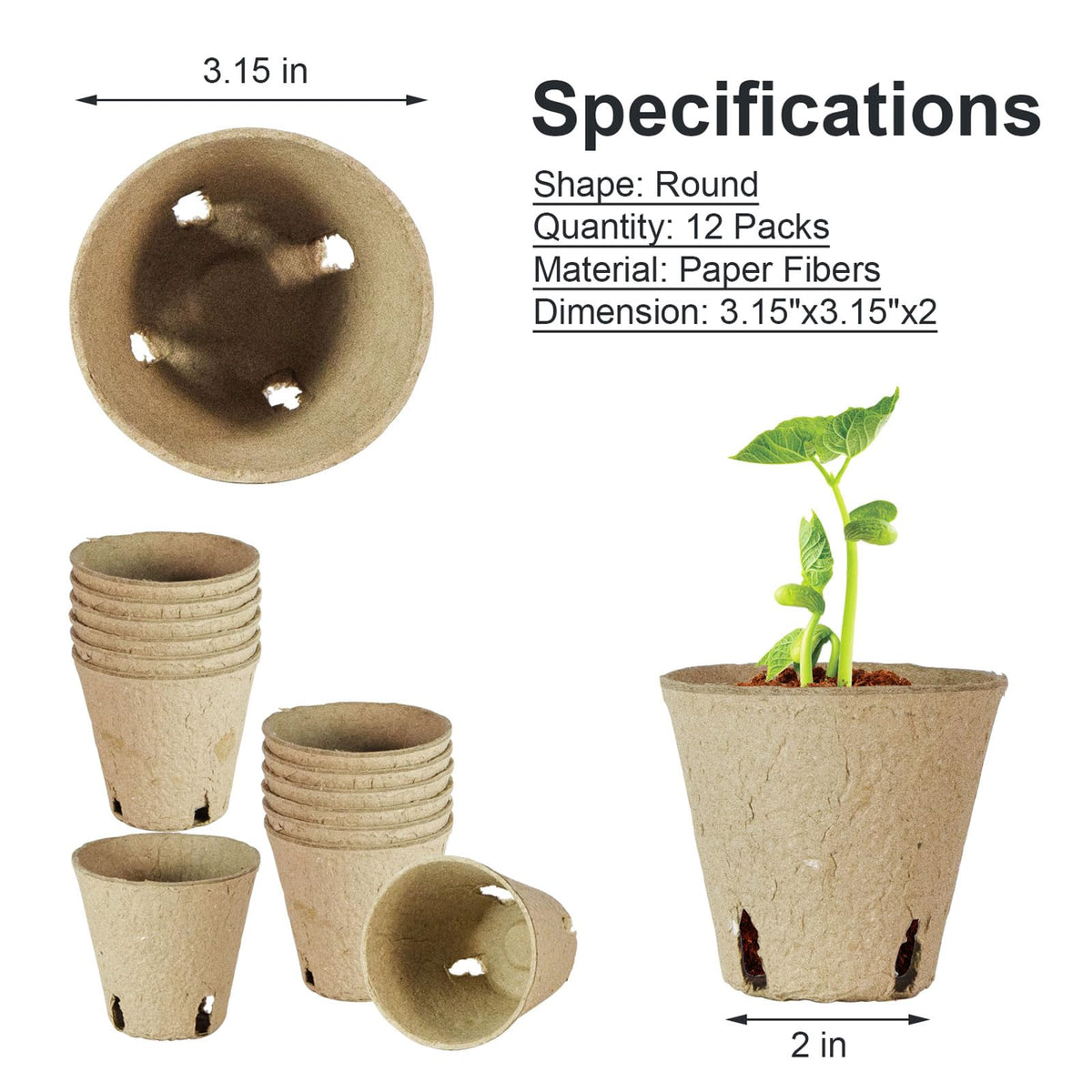 DESKEMAI peat pots with drainage holes promote airier roots and prevent waterlogging.