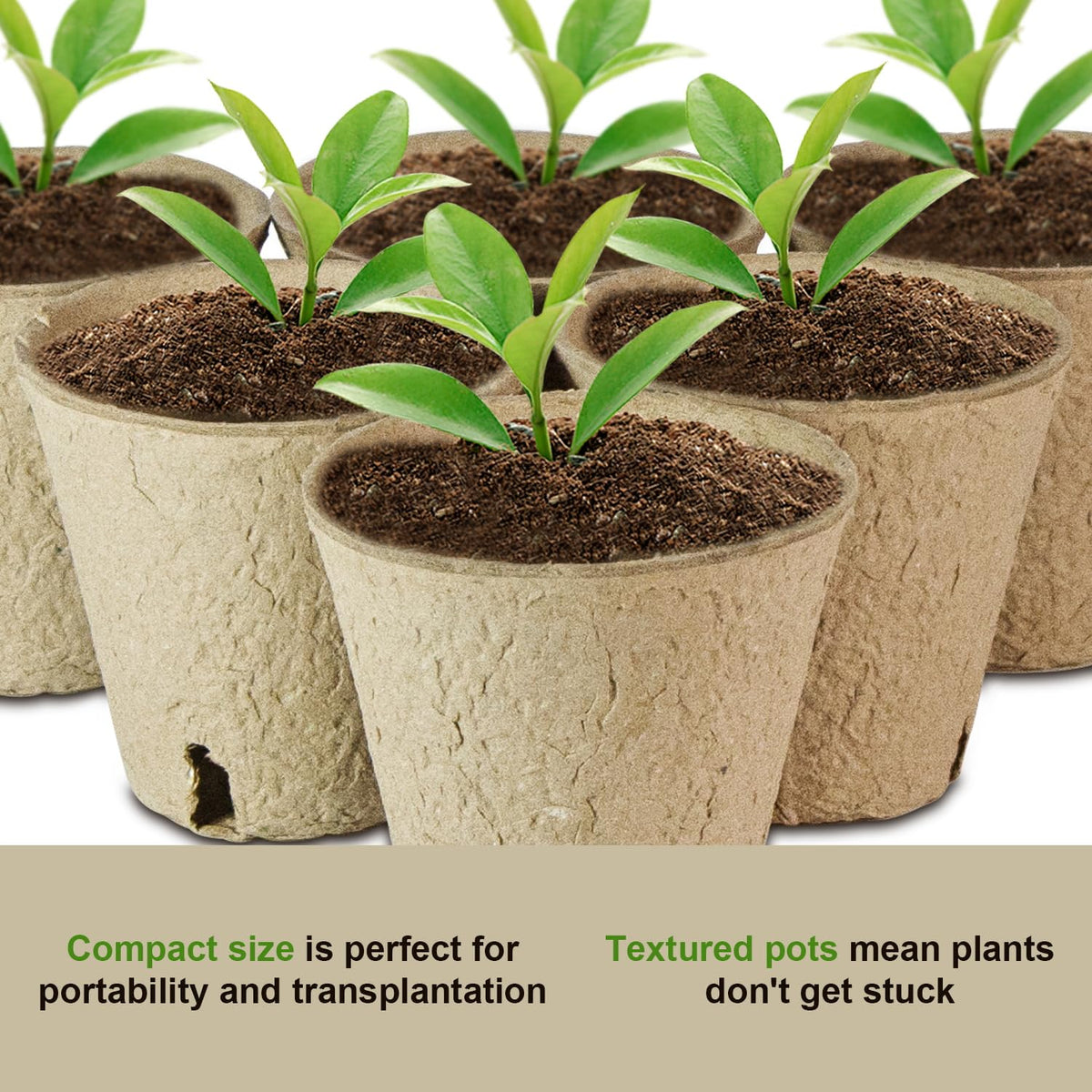 DESKEMAI peat pots compact size 3-15 inch fit standard seedling setups.