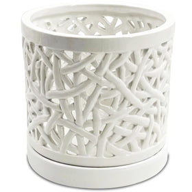 DESQUIGGLE large ceramic orchid pot with holes for improved airflow.