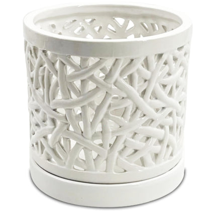 DESQUIGGLE large ceramic orchid pot with holes for improved airflow.