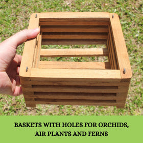 DESQUIGGLE wooden orchid baskets with mesh liners improve drainage and root health