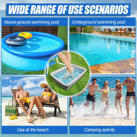 Desunqin foot bath helps rinse feet before entering water.